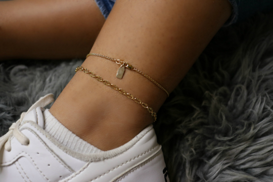 Sunburst Anklet | Reflective Textured Chain Anklet in Gold Filled or Sterling Silver